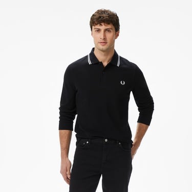  Fred Perry  Twin Tipped Erkek Siyah Uzun Kollu Polo