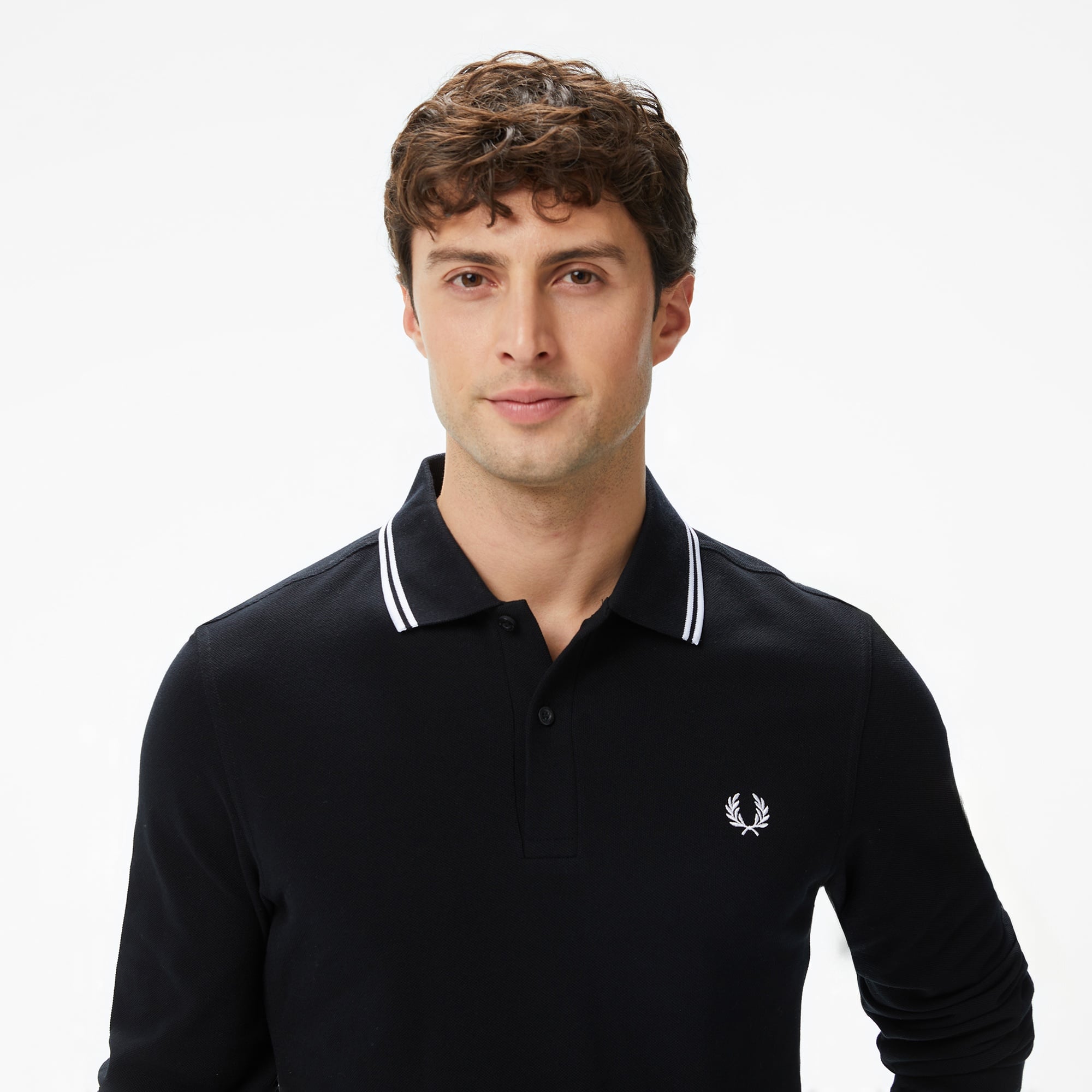 Fred Perry  Twin Tipped Erkek Siyah Uzun Kollu Polo