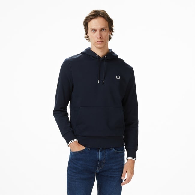  Fred Perry Tipped Hooded Erkek Lacivert Sweatshirt