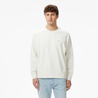  Calvin Klein Premium Terry Monogram Erkek Beyaz Sweatshirt