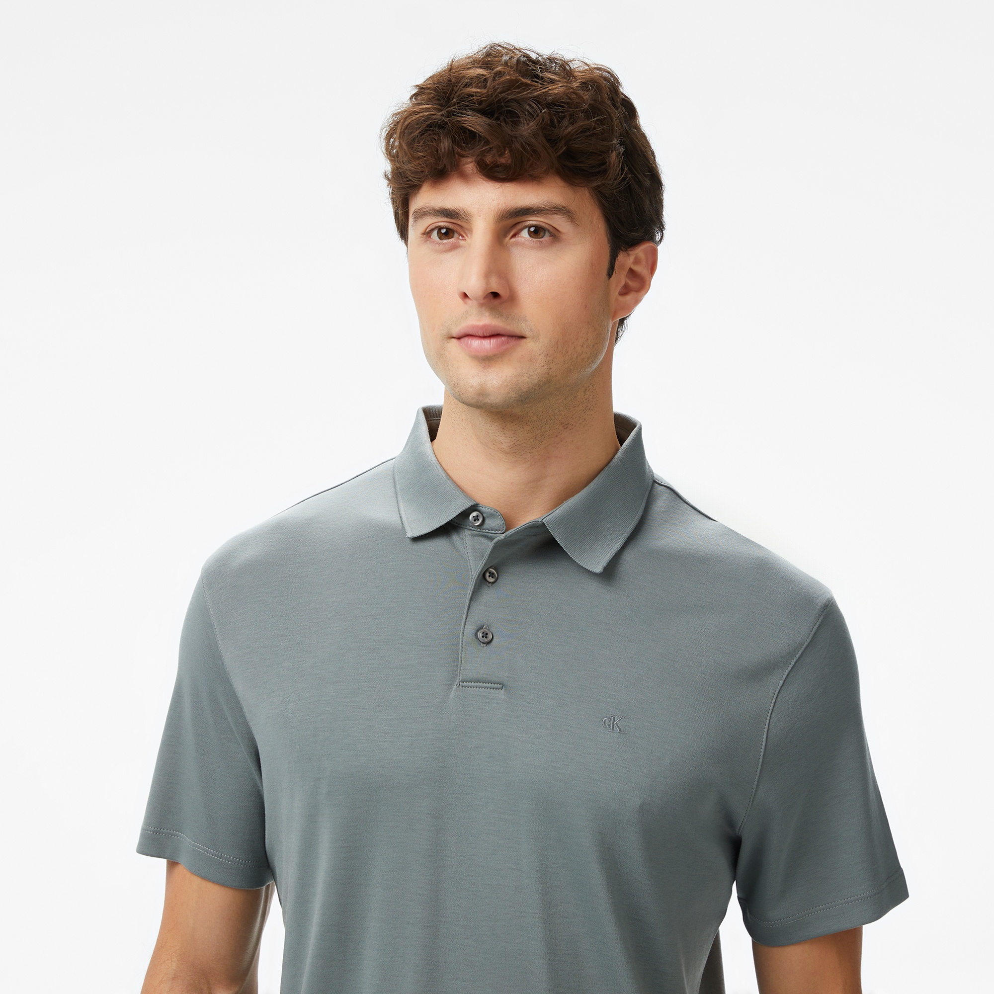 Calvin Klein Supima Erkek Gri Polo