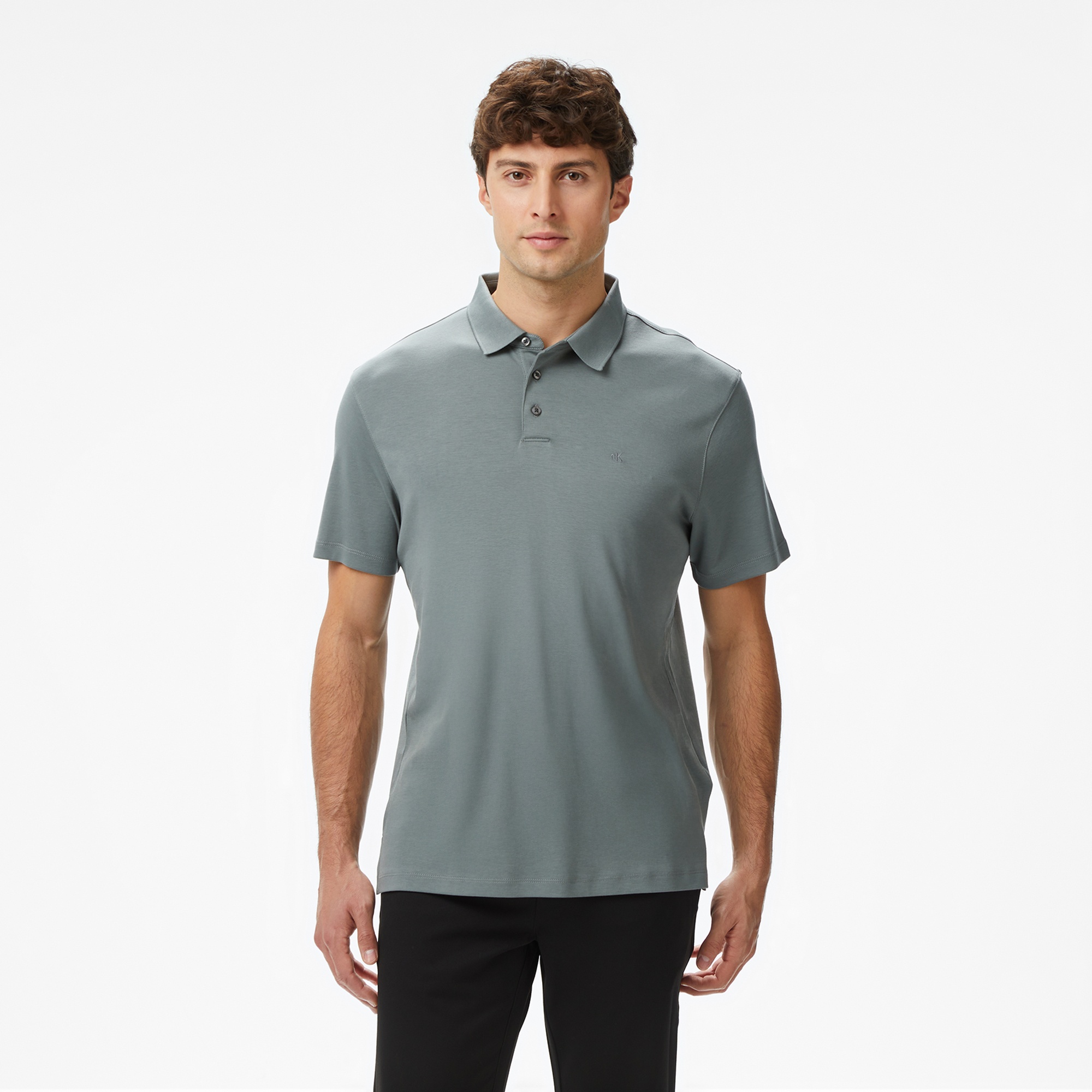 Calvin Klein Supima Erkek Gri Polo