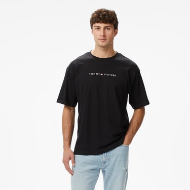  Tommy Hilfiger Logo Erkek Siyah T-Shirt