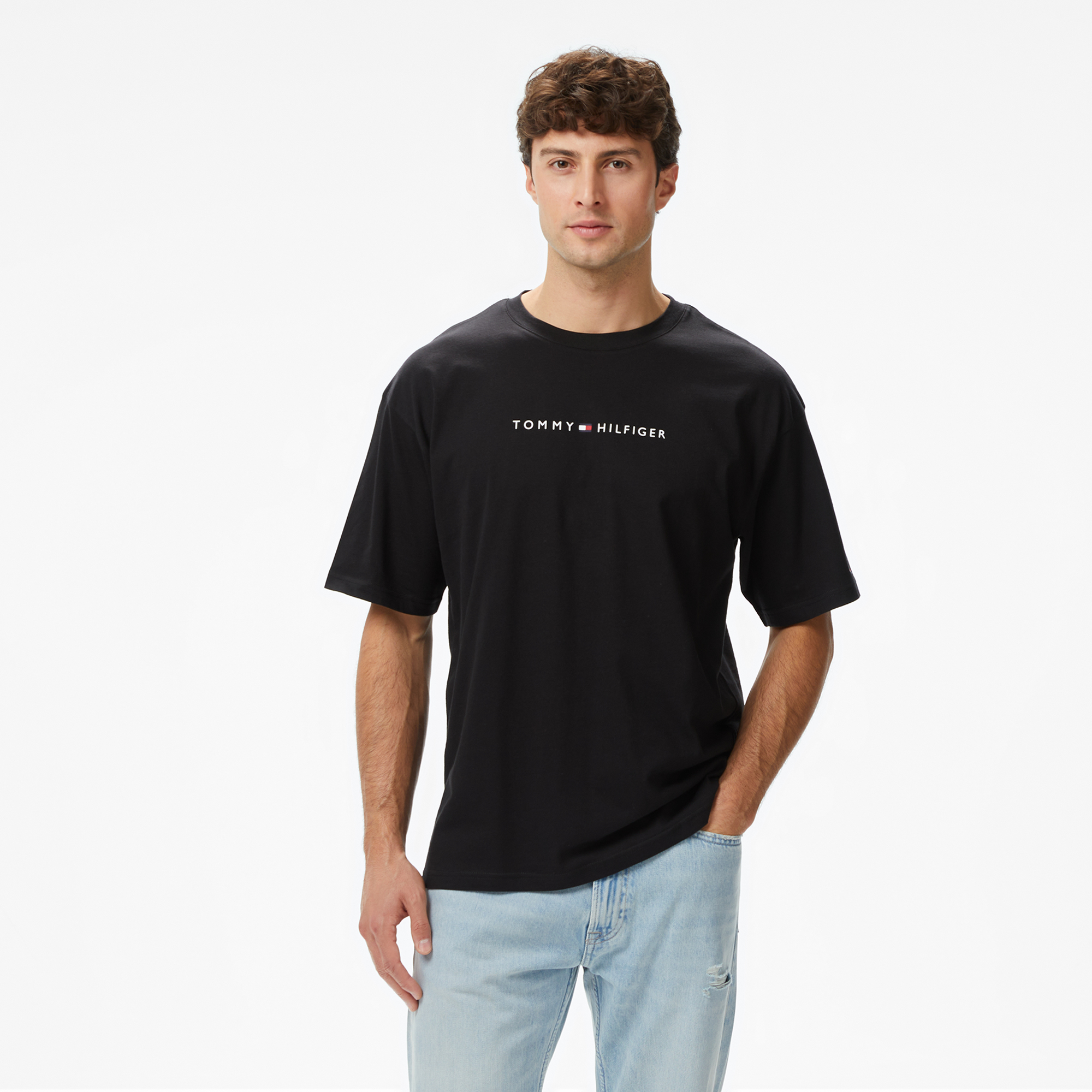  Tommy Hilfiger Logo Erkek Siyah T-Shirt