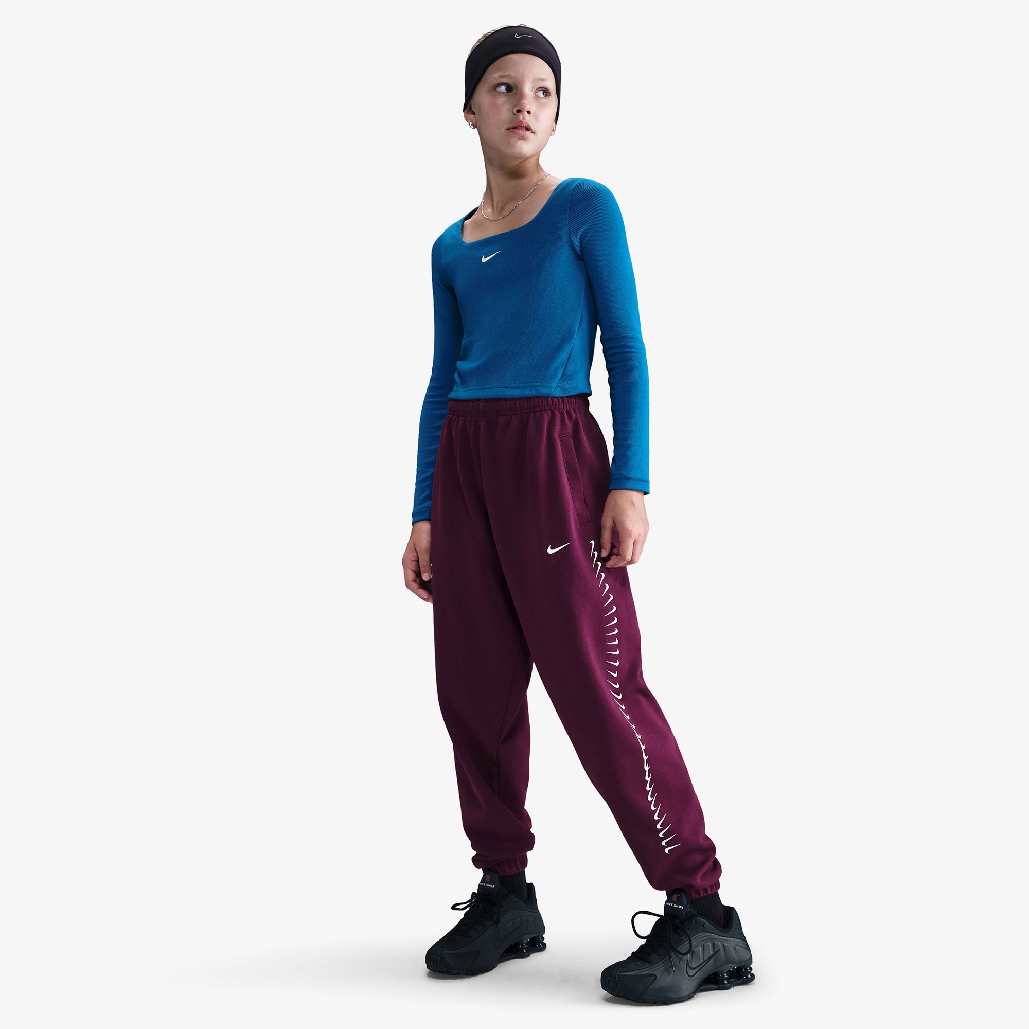 Nike Sportswear Dri-Fit Fleece Dance Çocuk Bordo Eşofman Altı