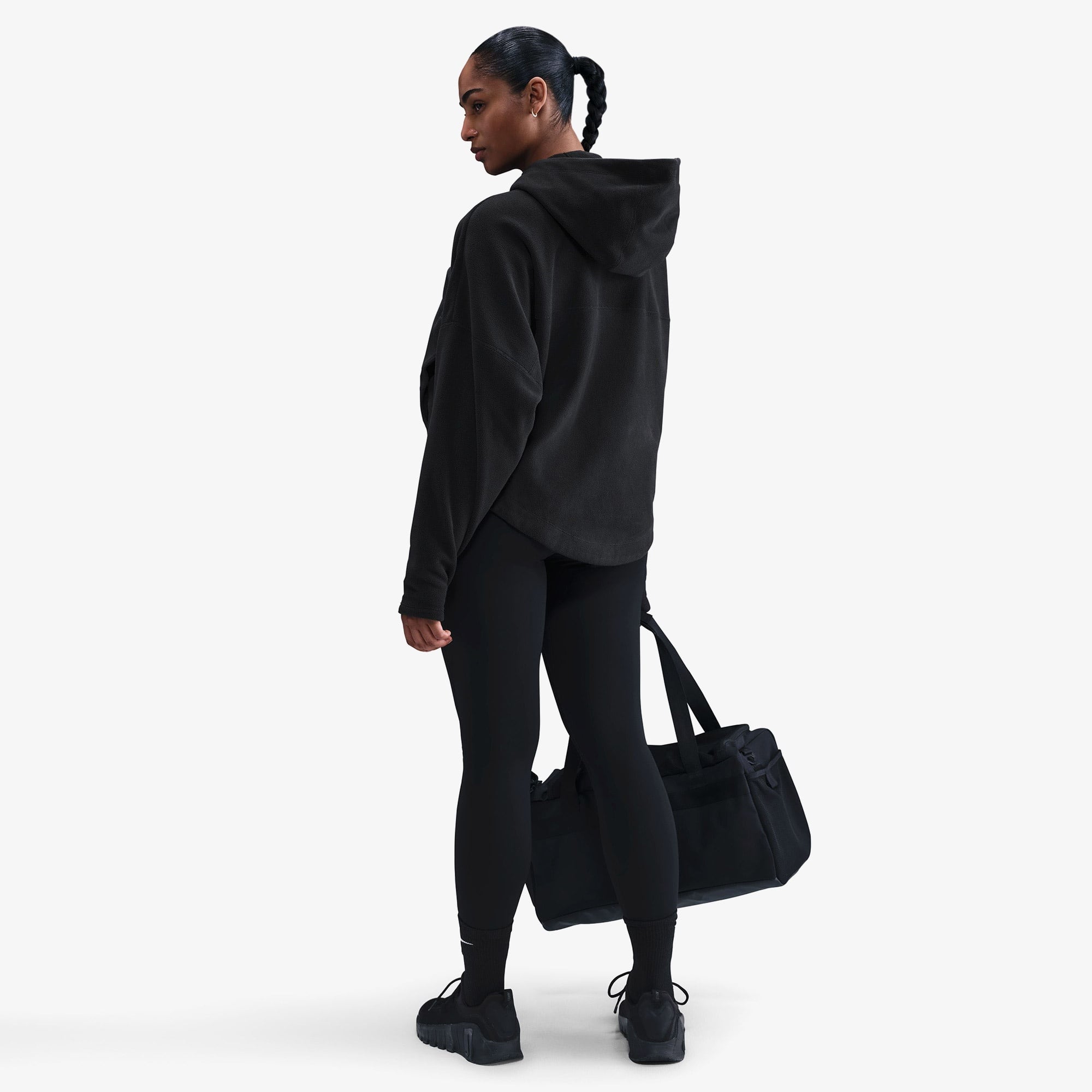 Nike One Therma-Fit Polar Kadın Siyah Kapüşonlu Hoodie