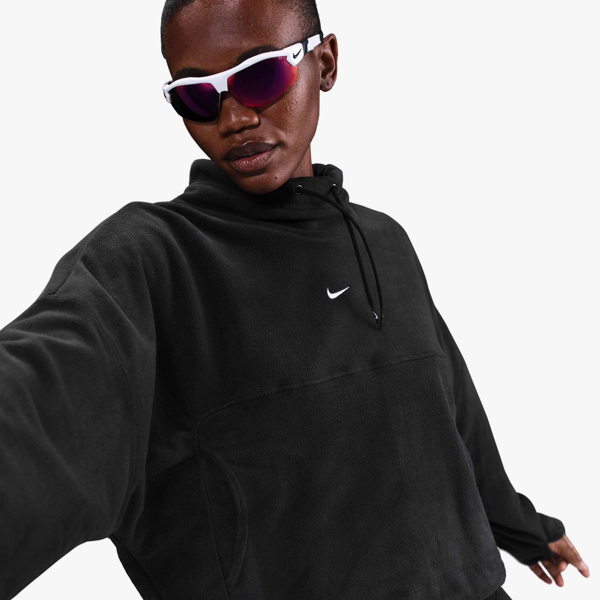 Nike One Therma-Fit Polar Kadın Siyah Kapüşonlu Hoodie