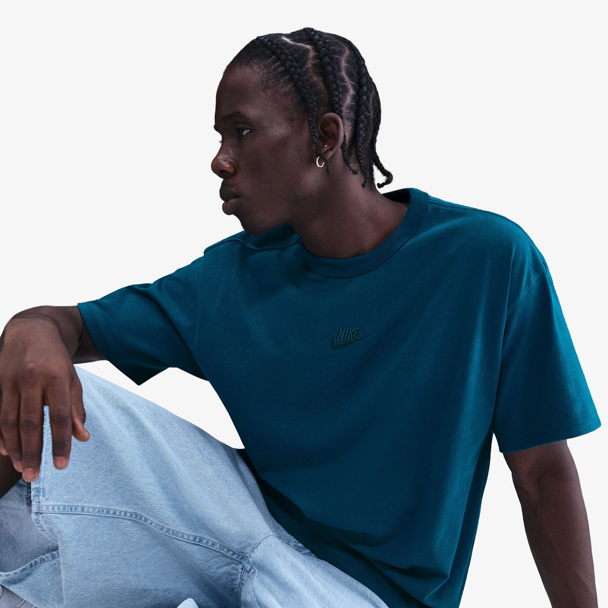 Nike Sportswear Premium Essentials Erkek Mavi T-Shirt