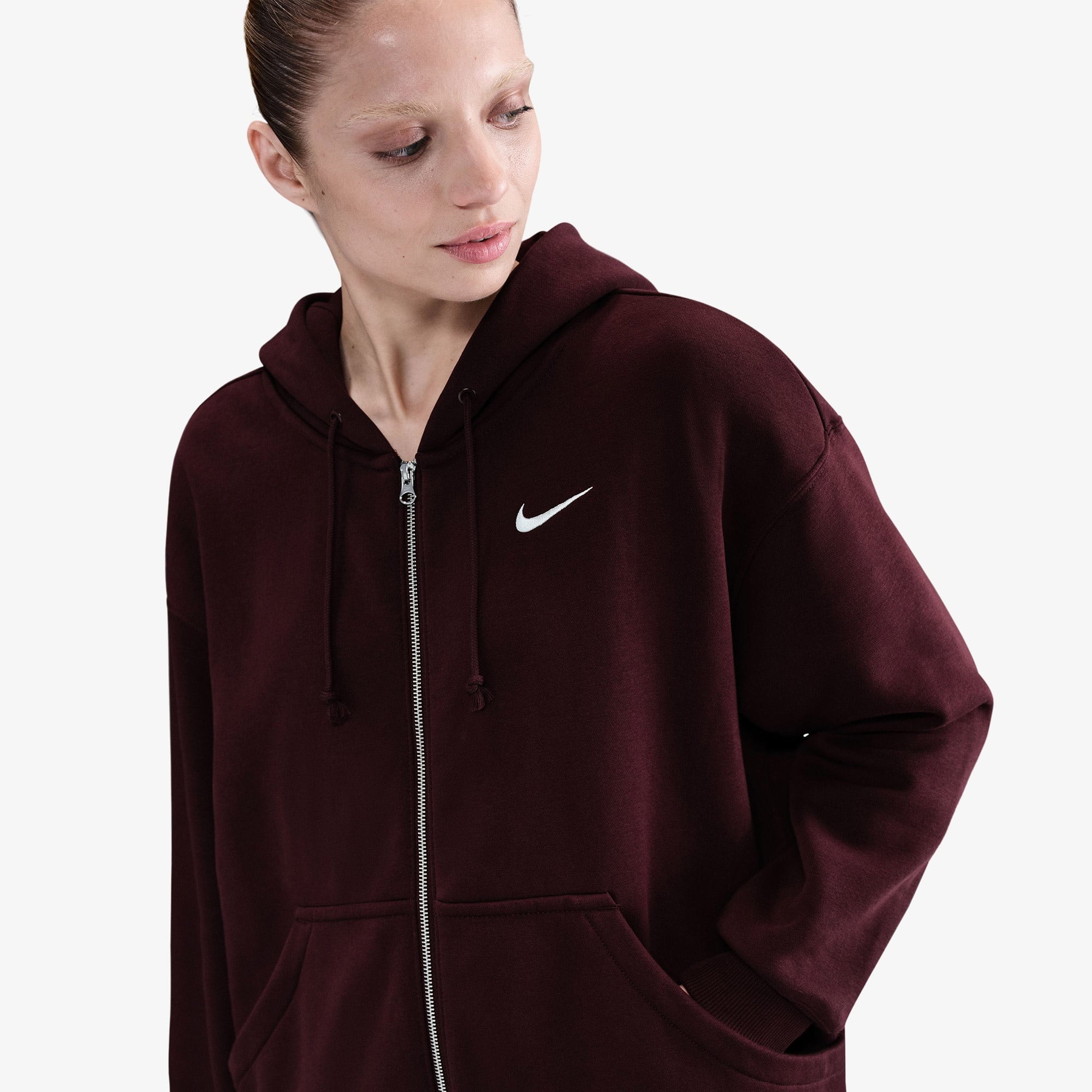 Nike Sportswear Phoenix Fleece Oversize Kadın Bordo Hoodie