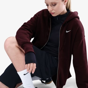  Nike Sportswear Phoenix Fleece Oversize Kadın Bordo Hoodie