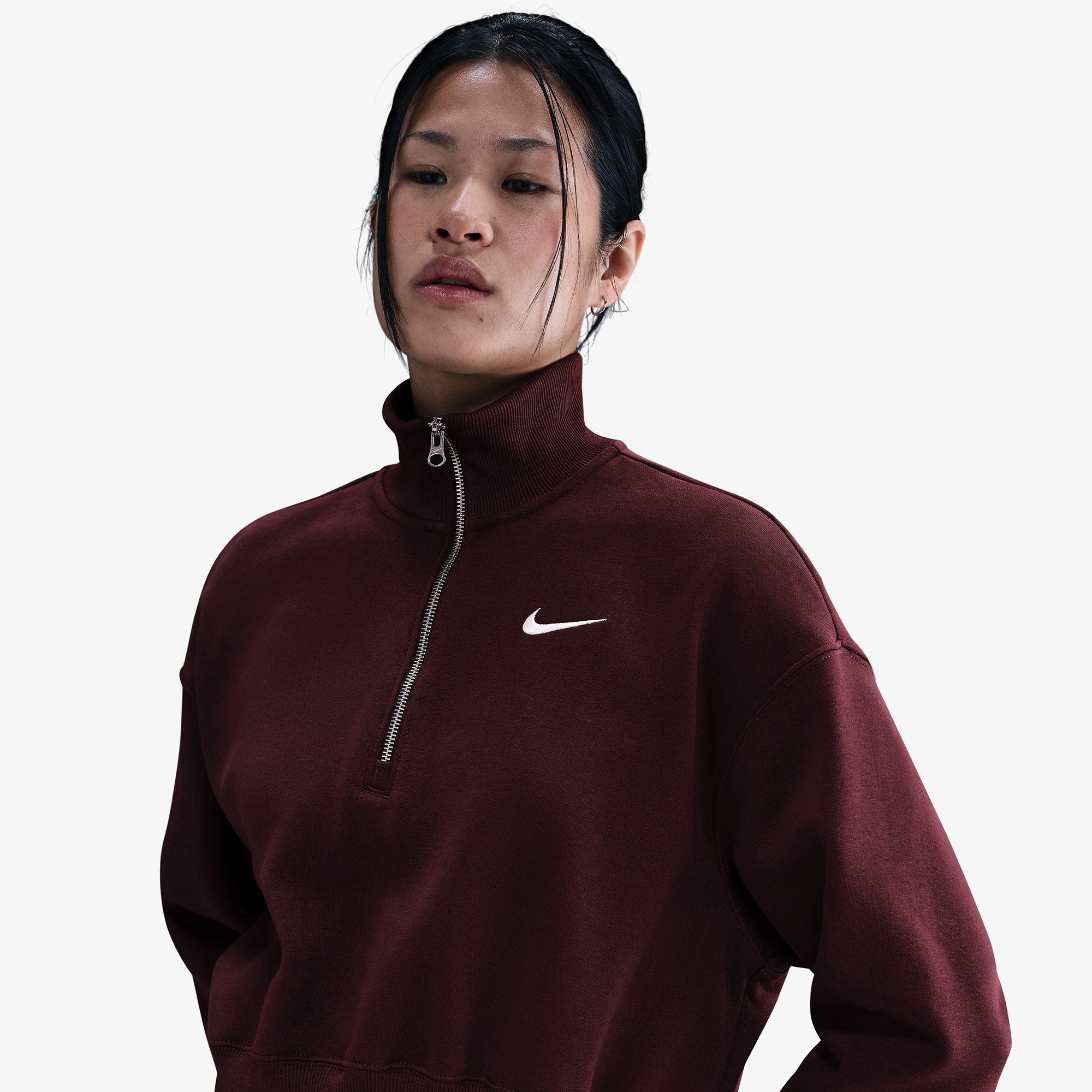 Nike Sportswear Phoenix Fleece Crop Kadın Bordo Sweatshirt