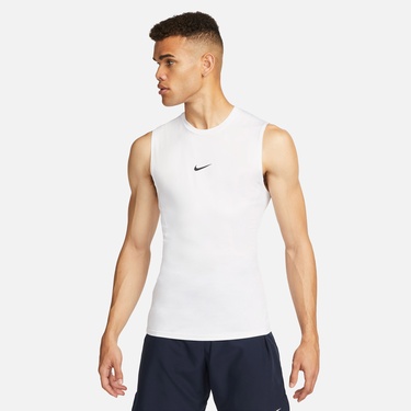  Nike Pro Dri-Fit Erkek Beyaz Kolsuz T-Shirt