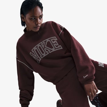  Nike Sportswear Phoenix Fleece Logo Kadın Bordo Sweatshirt