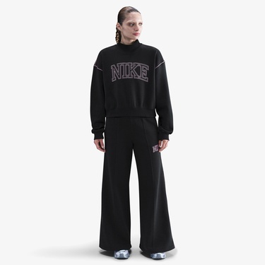  Nike Sportswear Phoenix Fleece Logo Kadın Siyah Sweatshirt