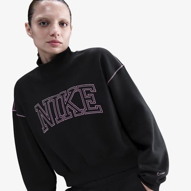  Nike Sportswear Phoenix Fleece Logo Kadın Siyah Sweatshirt