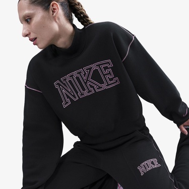  Nike Sportswear Phoenix Fleece Logo Kadın Siyah Sweatshirt