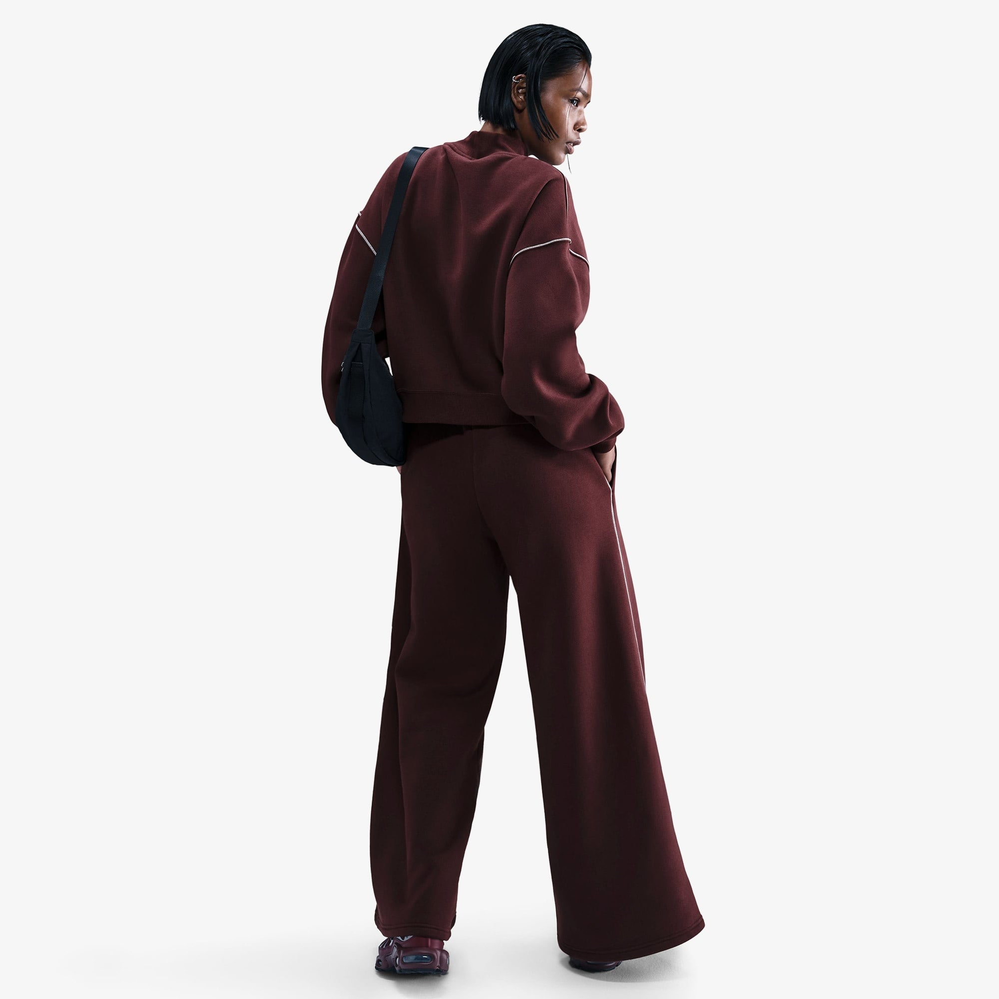 Nike Sportswear Phoenix Fleece Logo Kadın Bordo Eşofman Altı