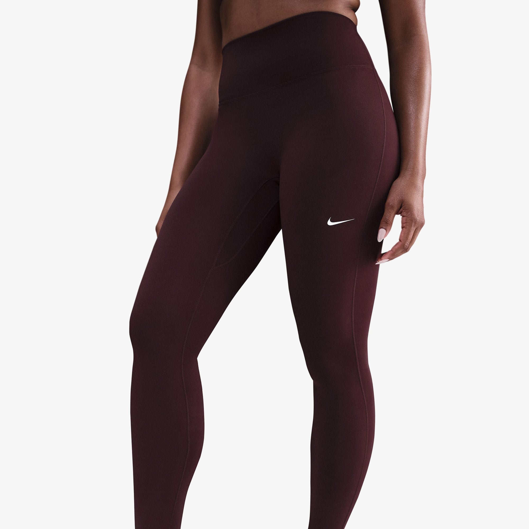 Nike Dri-Fit One Seamless Front Kadın Bordo Tayt
