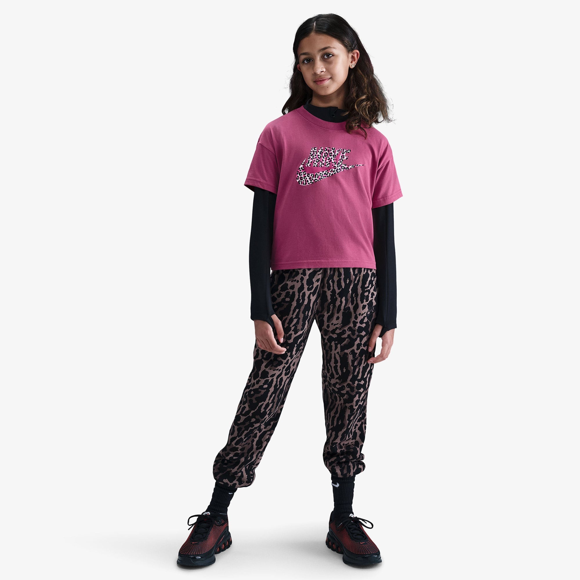 Nike Sportswear Boxy Animal Print Çocuk Pembe T-Shirt