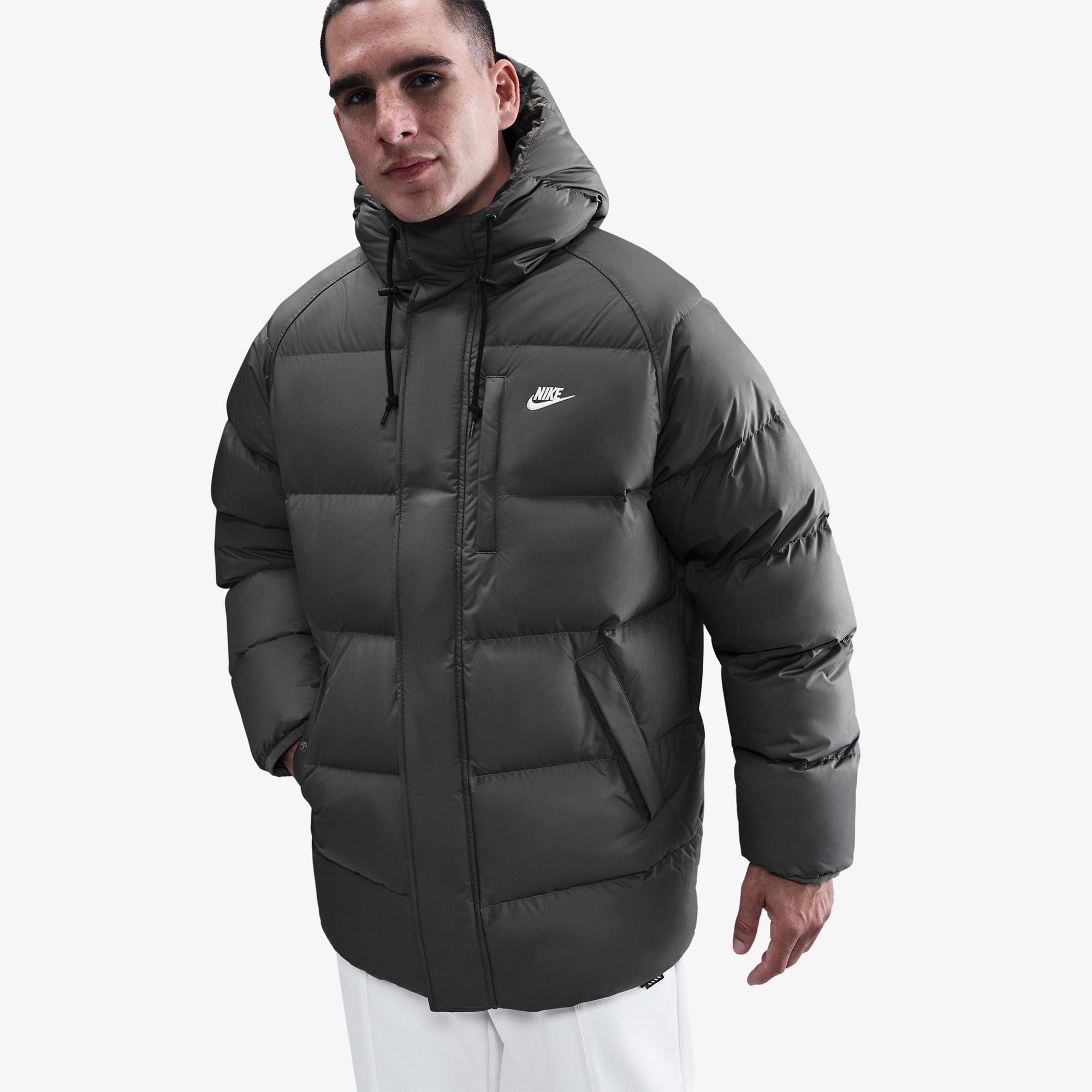 Nike Sportswear Therma-Fit Club Parka 650 Erkek Gri Mont