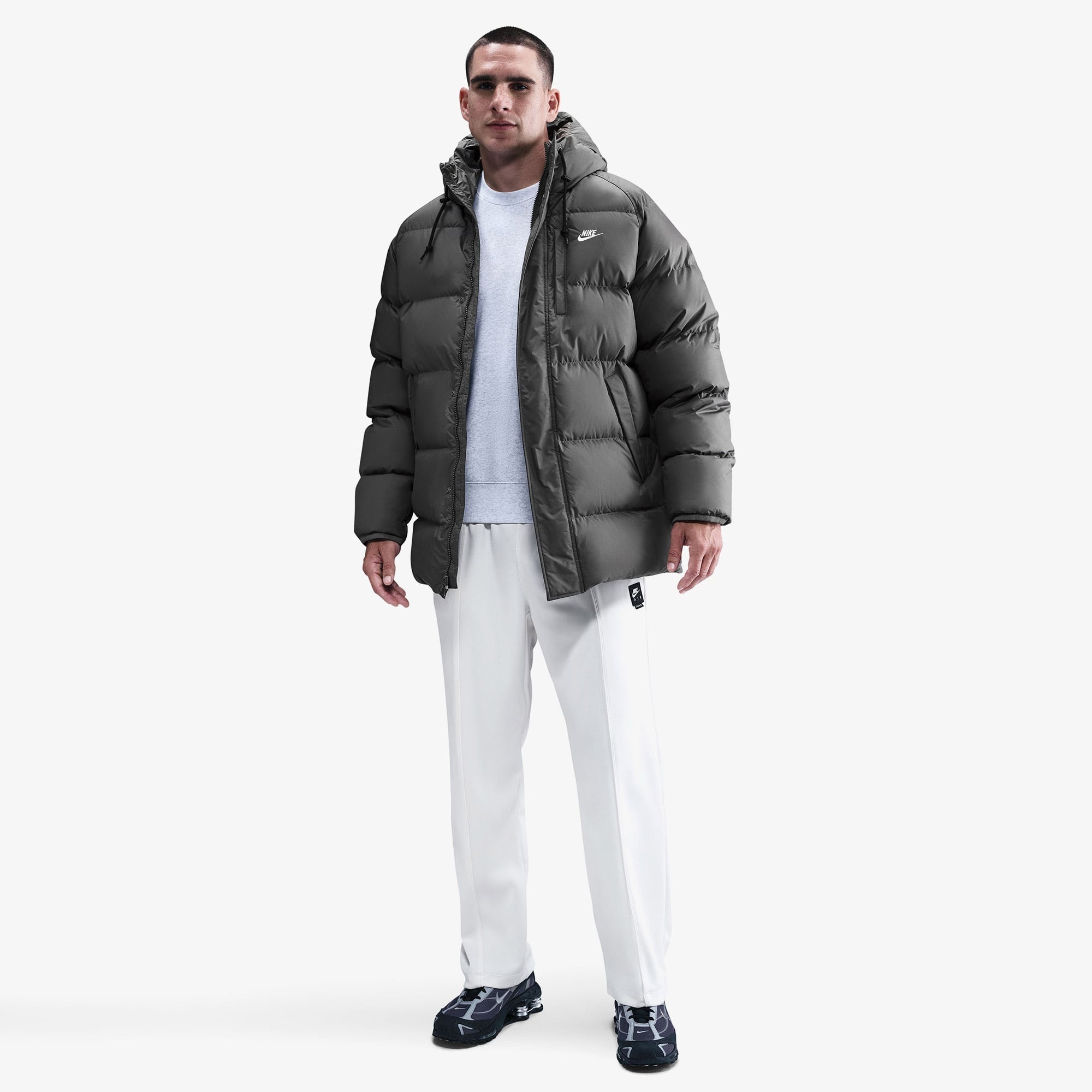 Nike Sportswear Therma-Fit Club Parka 650 Erkek Gri Mont