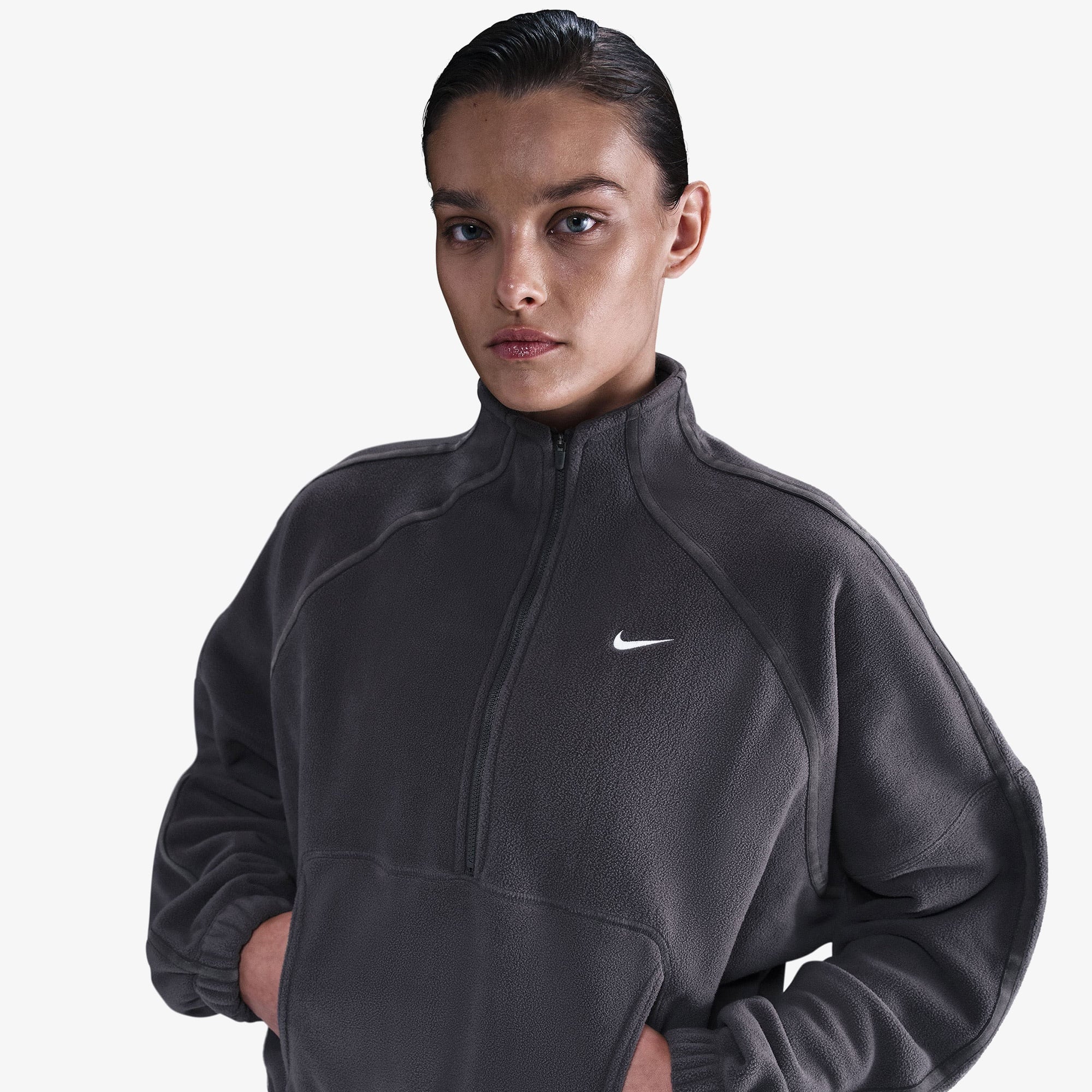 Nike One Therma-Fit Polar Kadın Gri Sweatshirt