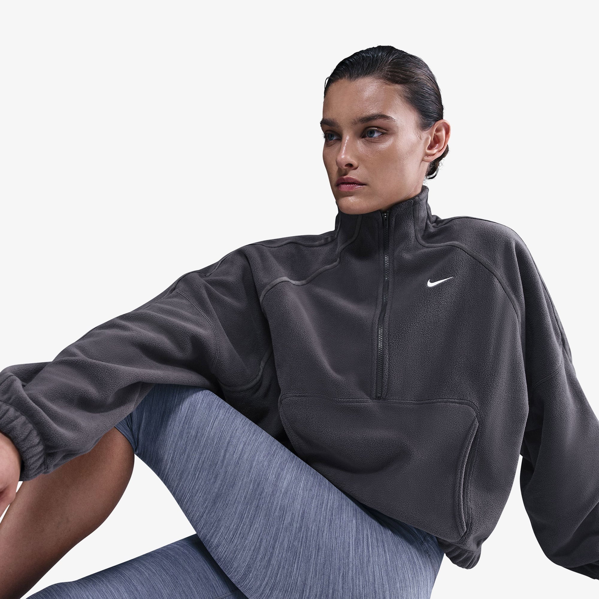 Nike One Therma-Fit Polar Kadın Gri Sweatshirt