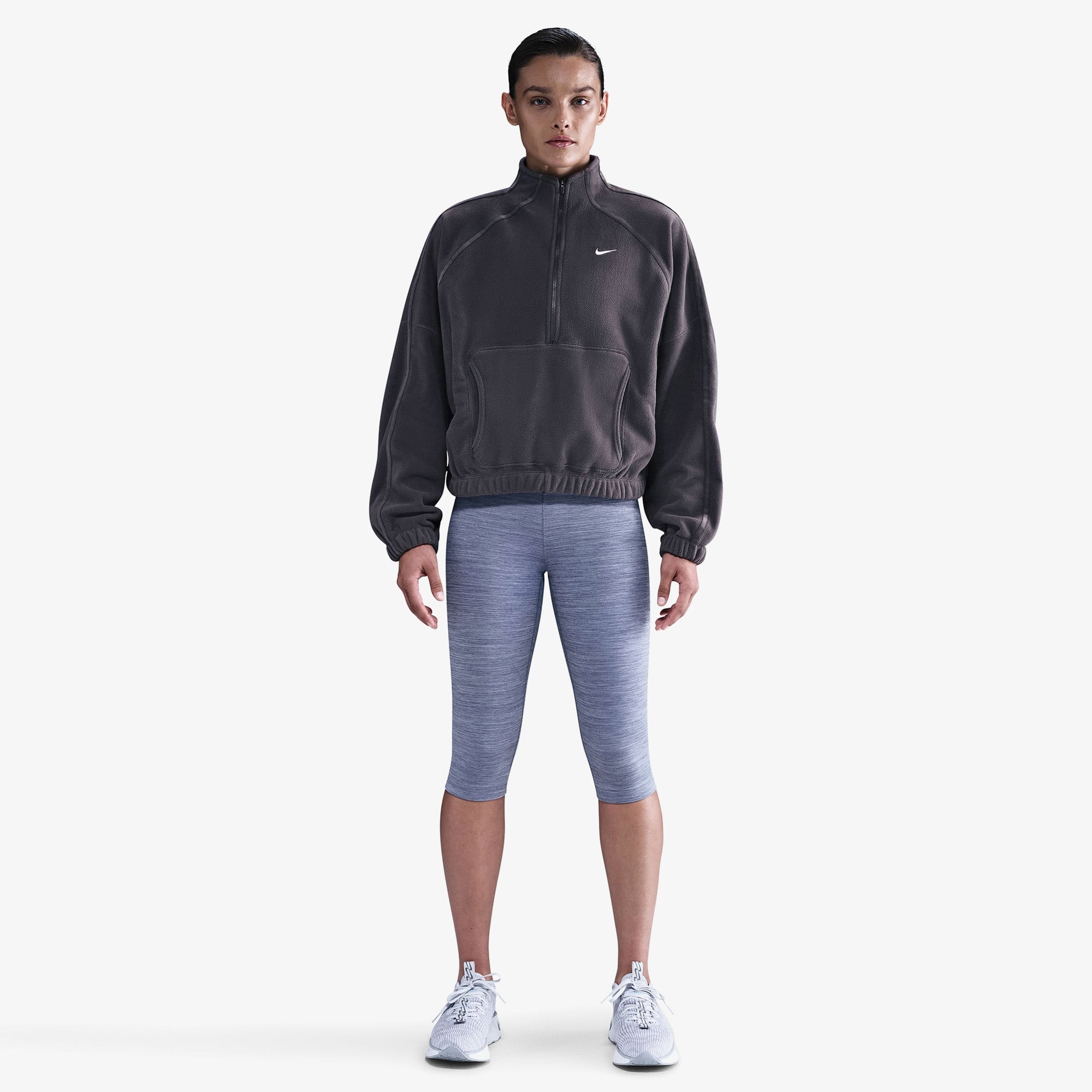 Nike One Therma-Fit Polar Kadın Gri Sweatshirt