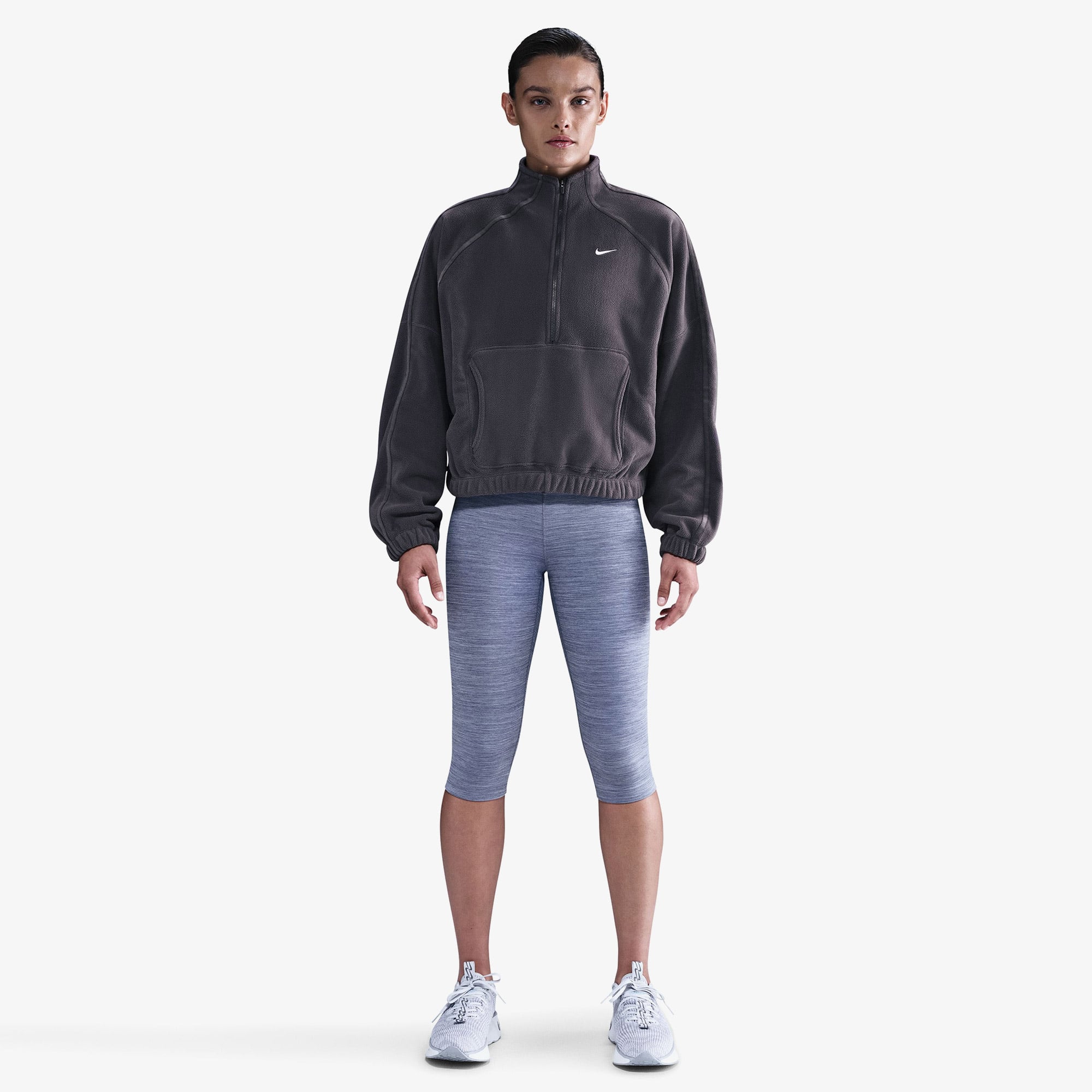  Nike One Therma-Fit Polar Kadın Gri Sweatshirt