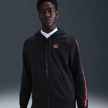  Nike Sportswear City Side Fleece Erkek Siyah Kapüşonlu Hoodie