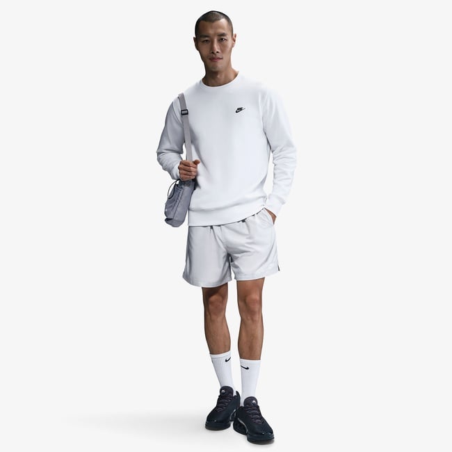  Nike Club Fleece Crew Erkek Beyaz Sweatshirt