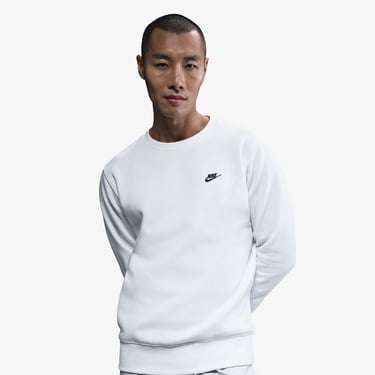  Nike Club Fleece Crew Erkek Beyaz Sweatshirt