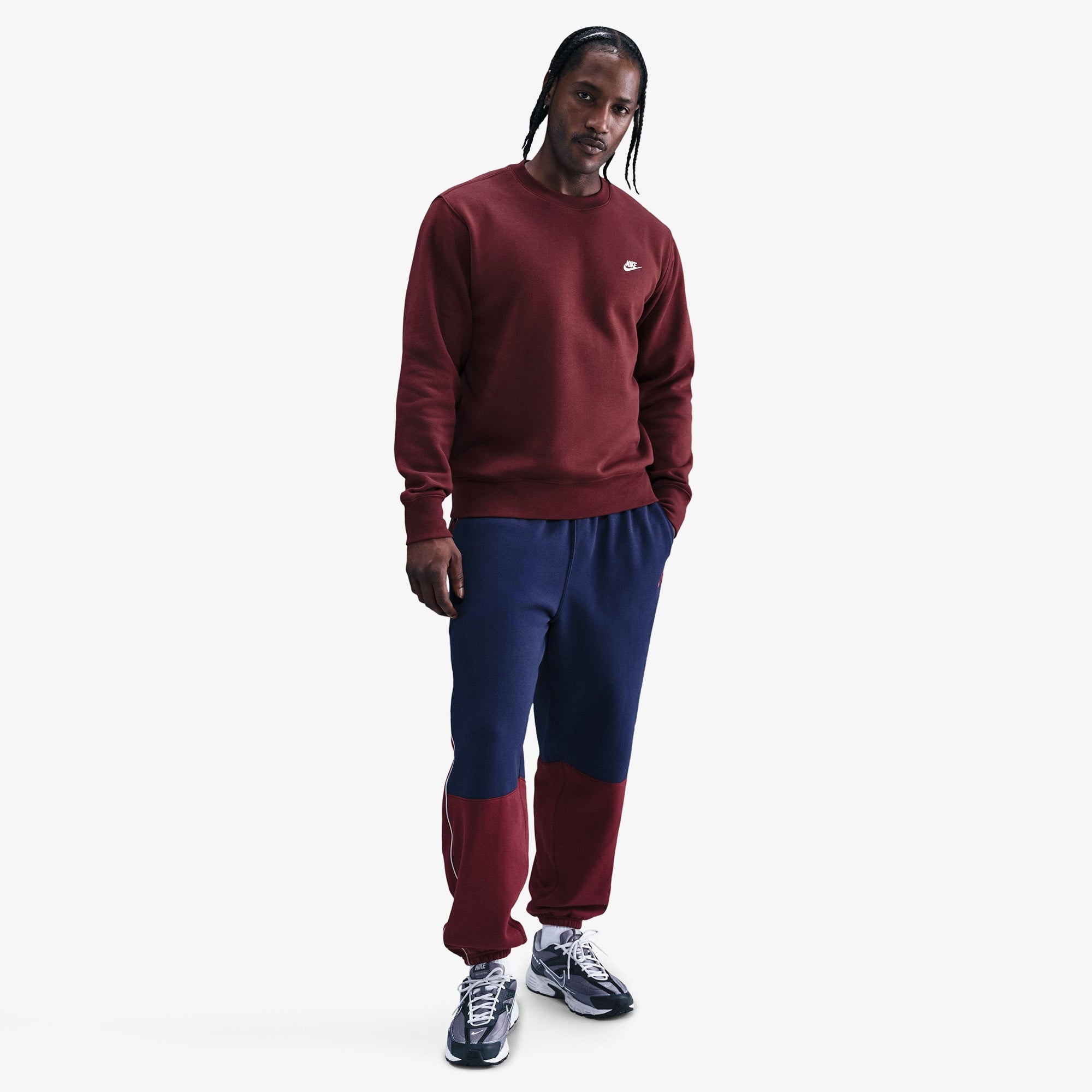 Nike Club Fleece Crew Erkek Bordo Sweatshirt