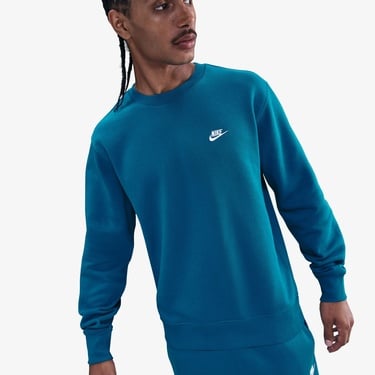 Nike Club Fleece Crew Erkek Yeşil Sweatshirt
