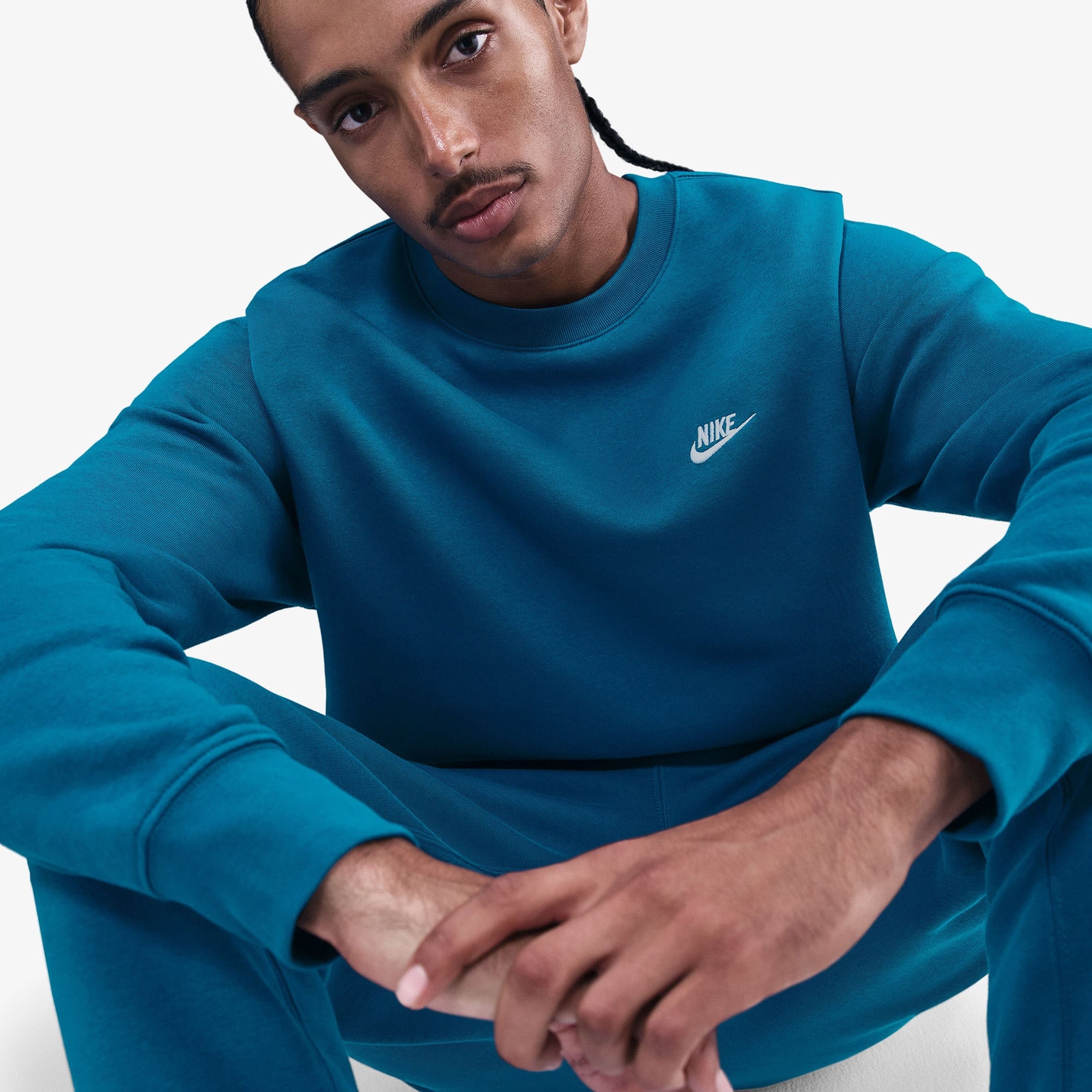 Nike Club Fleece Crew Erkek Yeşil Sweatshirt