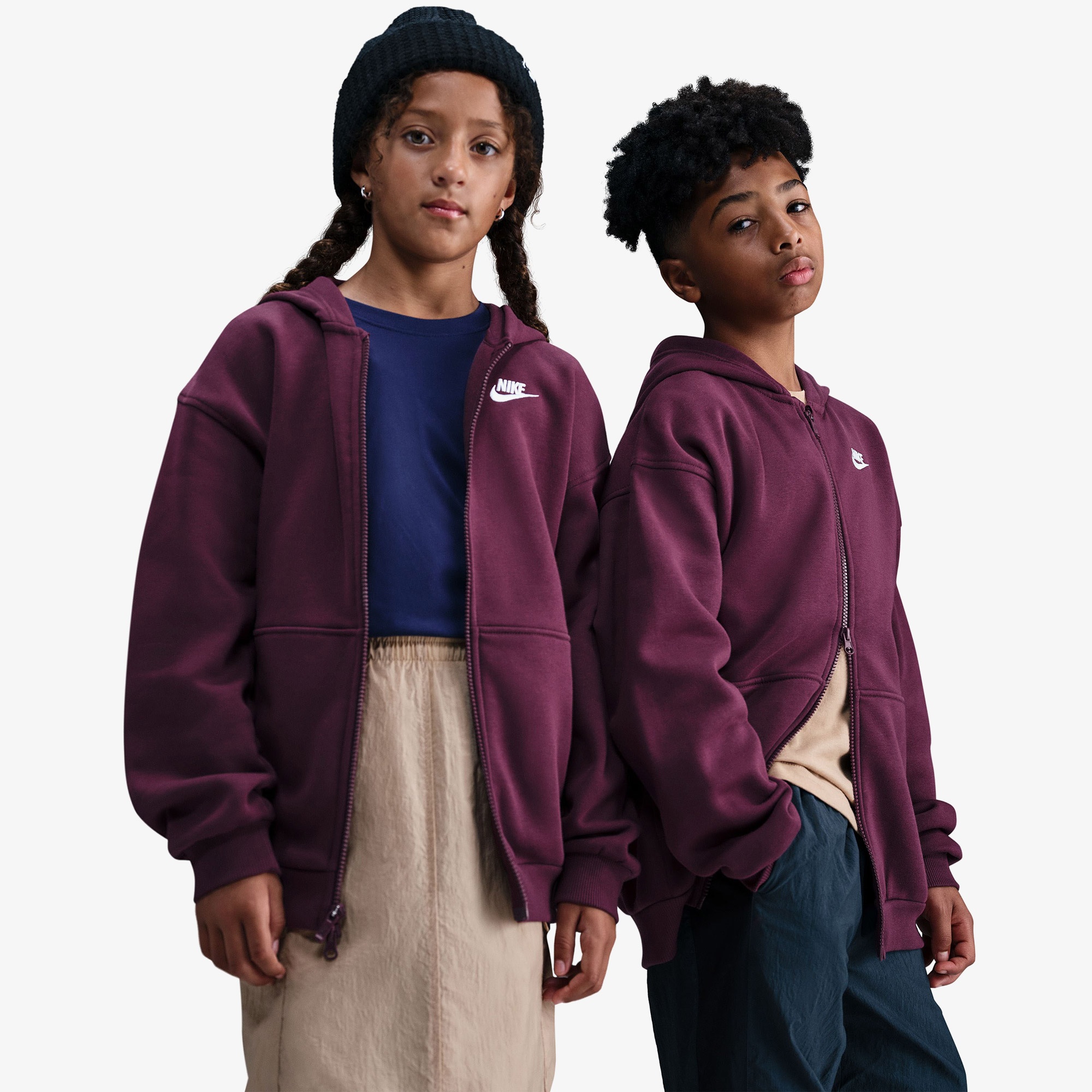 Nike Sportswear Club Fleece Oversized Çocuk Bordo Kapüşonlu Hoodie