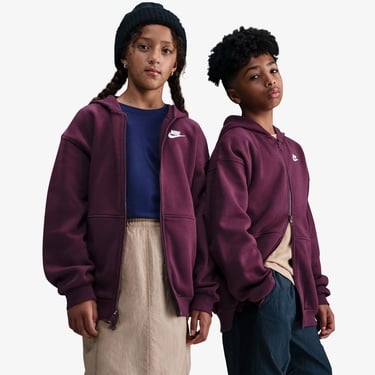  Nike Sportswear Club Fleece Oversized Çocuk Bordo Kapüşonlu Hoodie