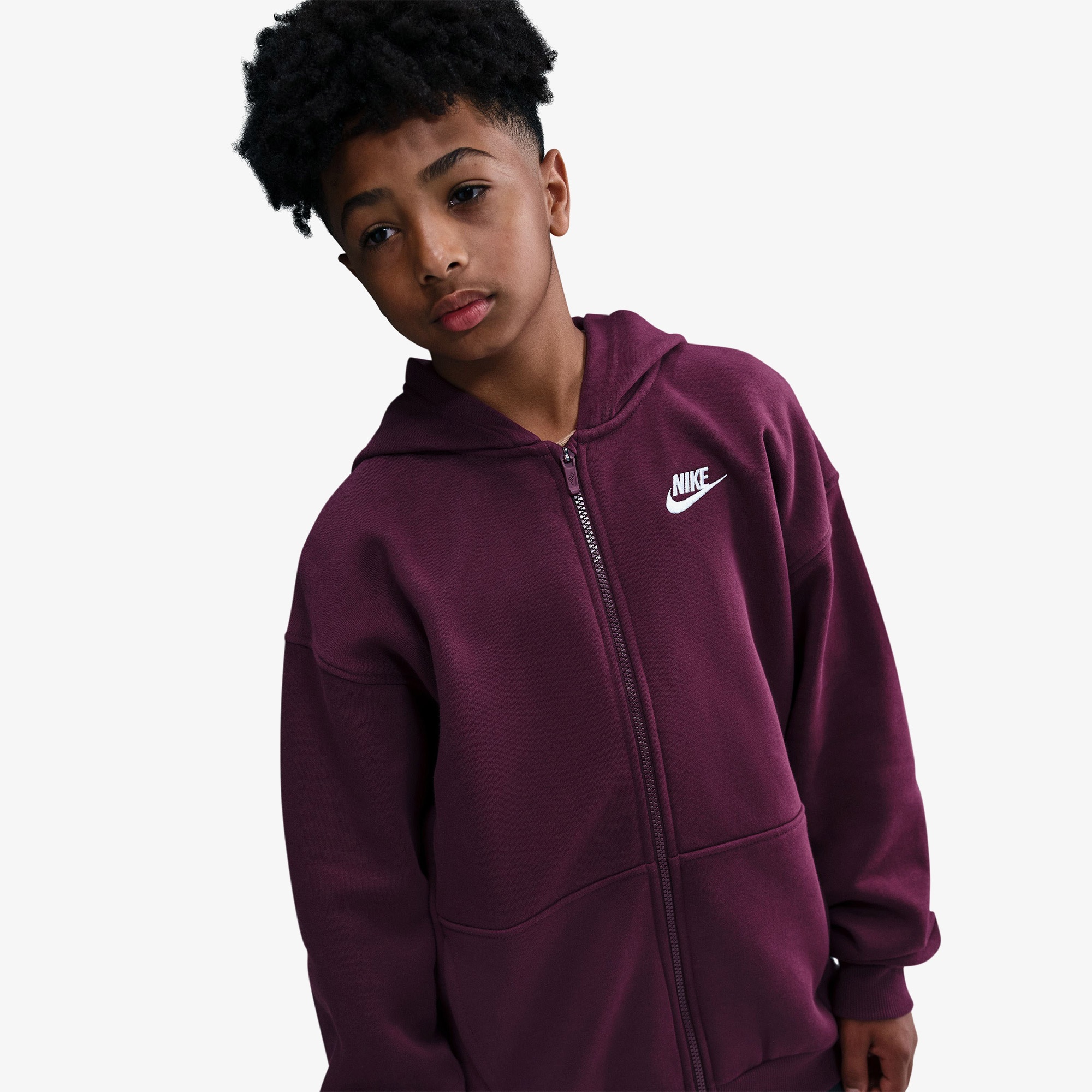 Nike Sportswear Club Fleece Oversized Çocuk Bordo Kapüşonlu Hoodie
