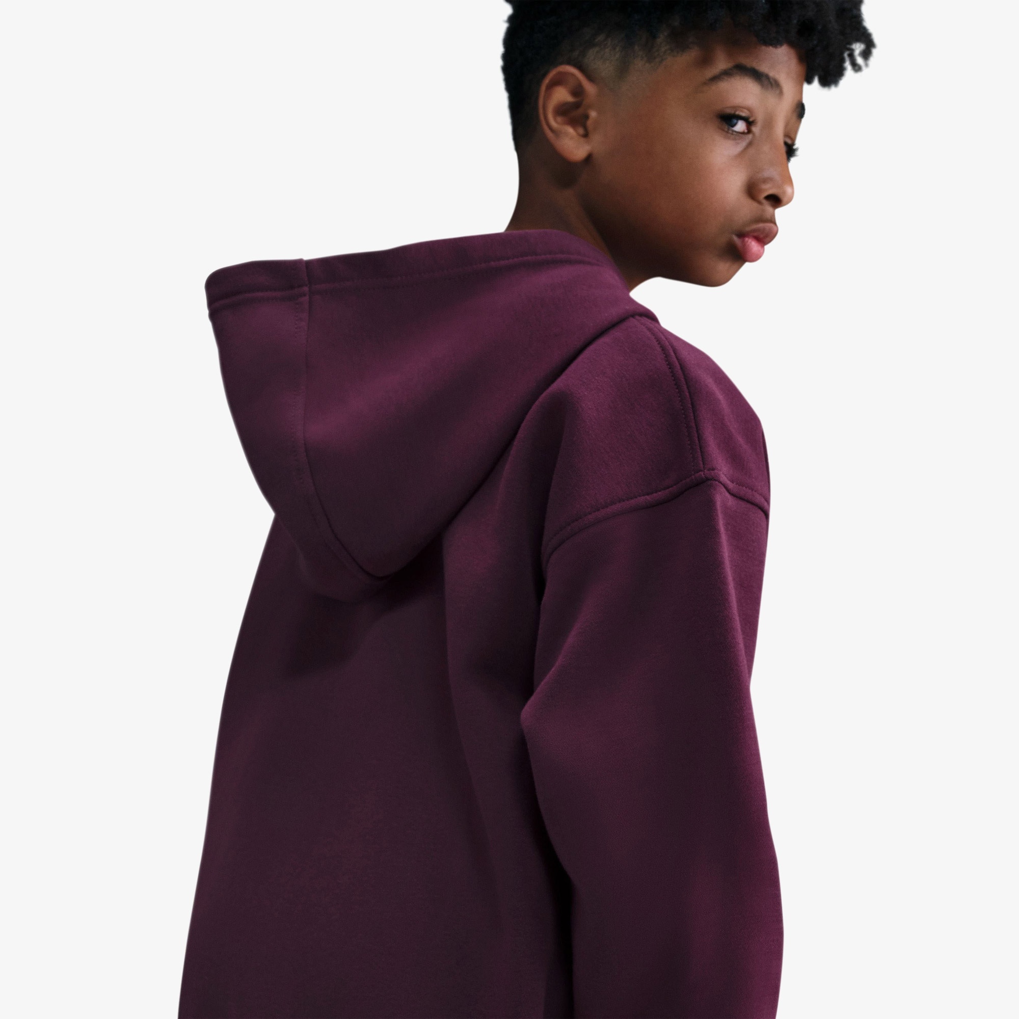 Nike Sportswear Club Fleece Oversized Çocuk Bordo Kapüşonlu Hoodie