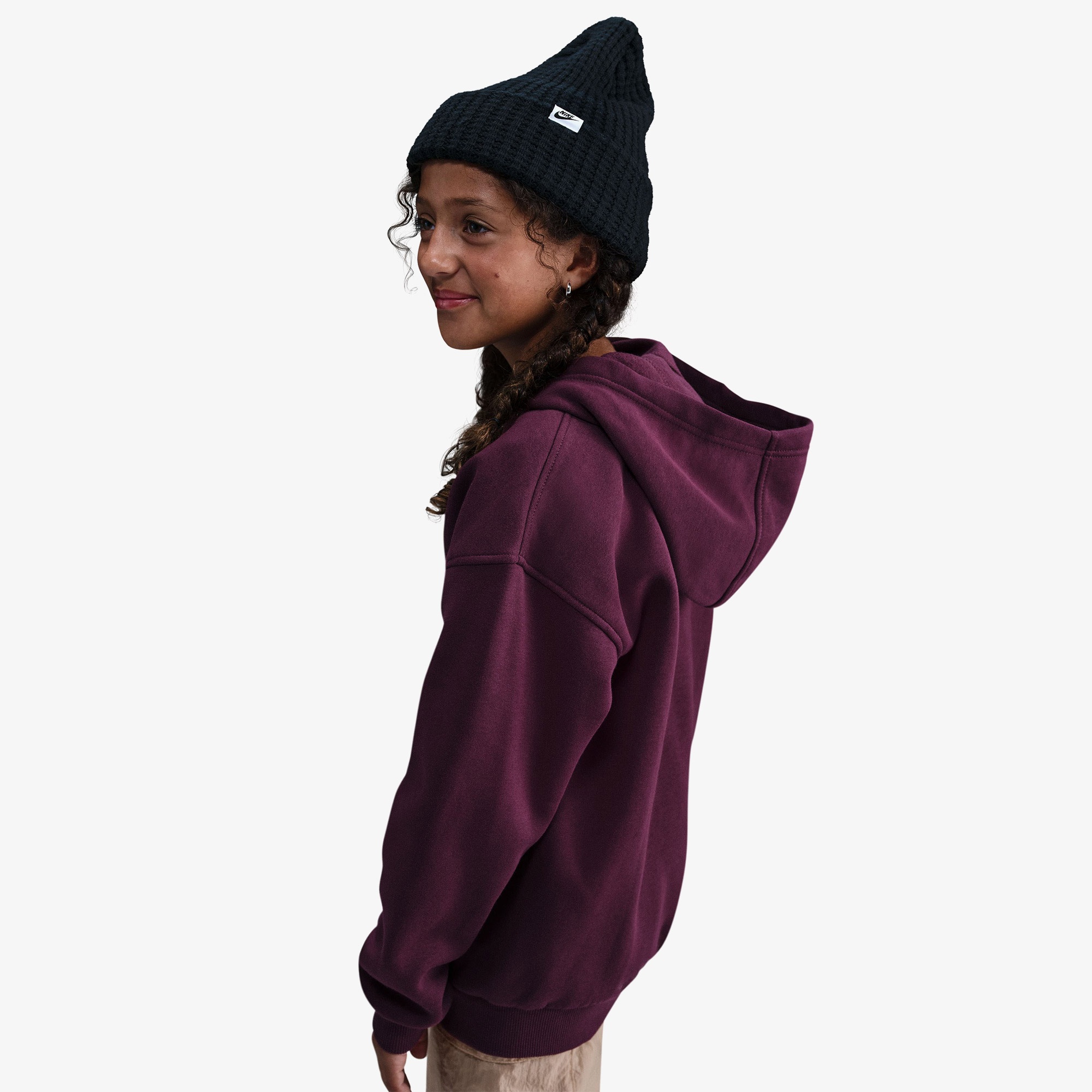 Nike Sportswear Club Fleece Oversized Çocuk Bordo Kapüşonlu Hoodie