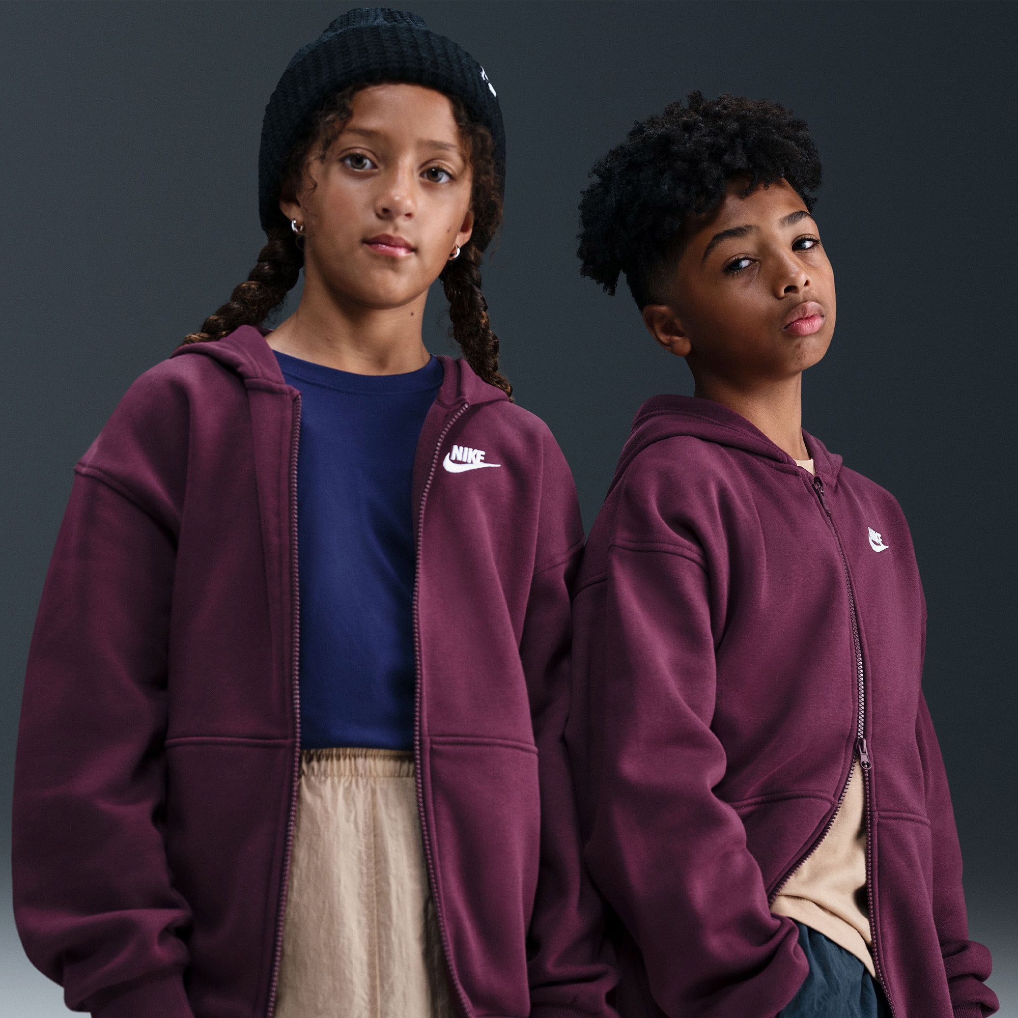 Nike Sportswear Club Fleece Oversized Çocuk Bordo Kapüşonlu Hoodie
