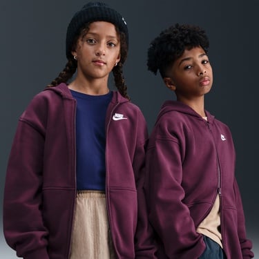  Nike Sportswear Club Fleece Oversized Çocuk Bordo Kapüşonlu Hoodie