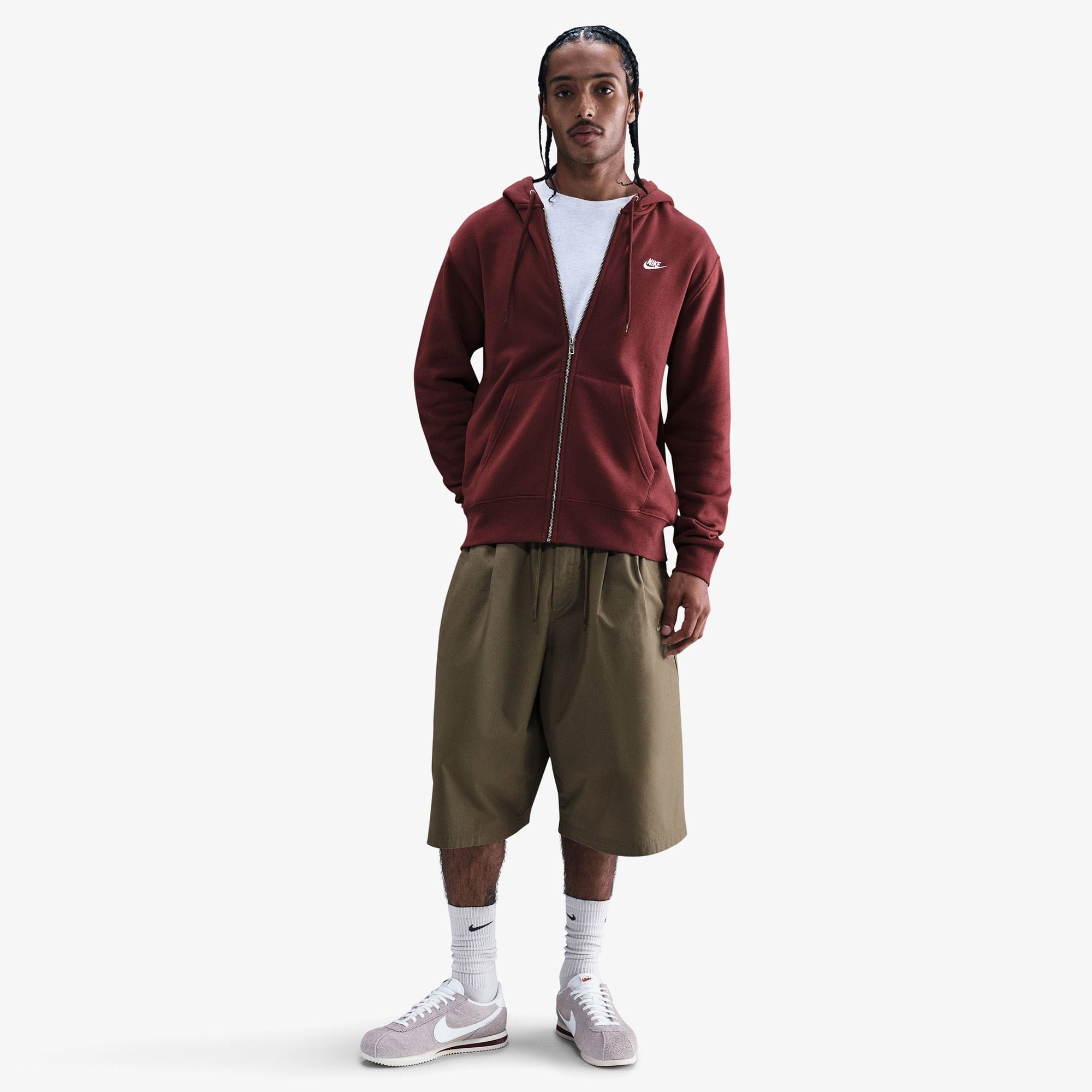 Nike Club Erkek Bordo Kapüşonlu Hoodie