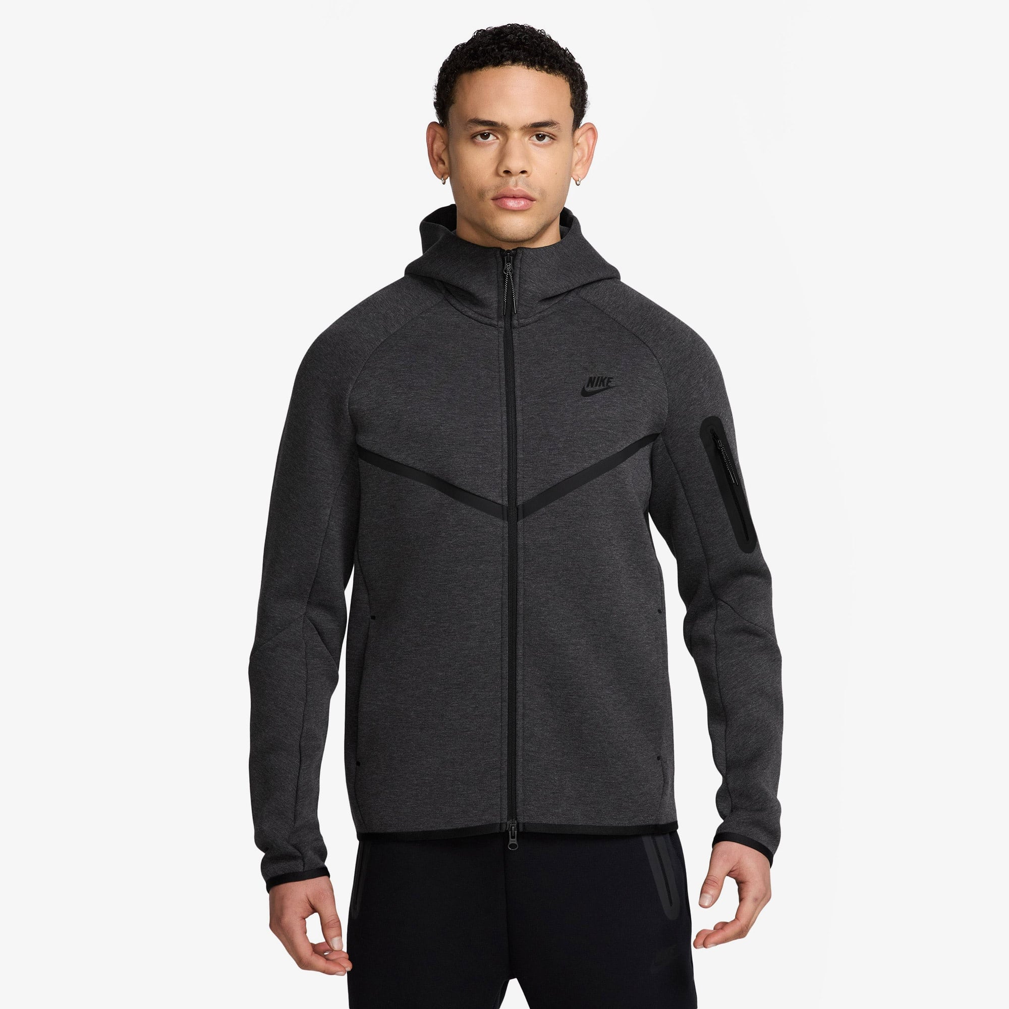 Nike Tech Fleece Erkek Gri Kapüşonlu Hoodie