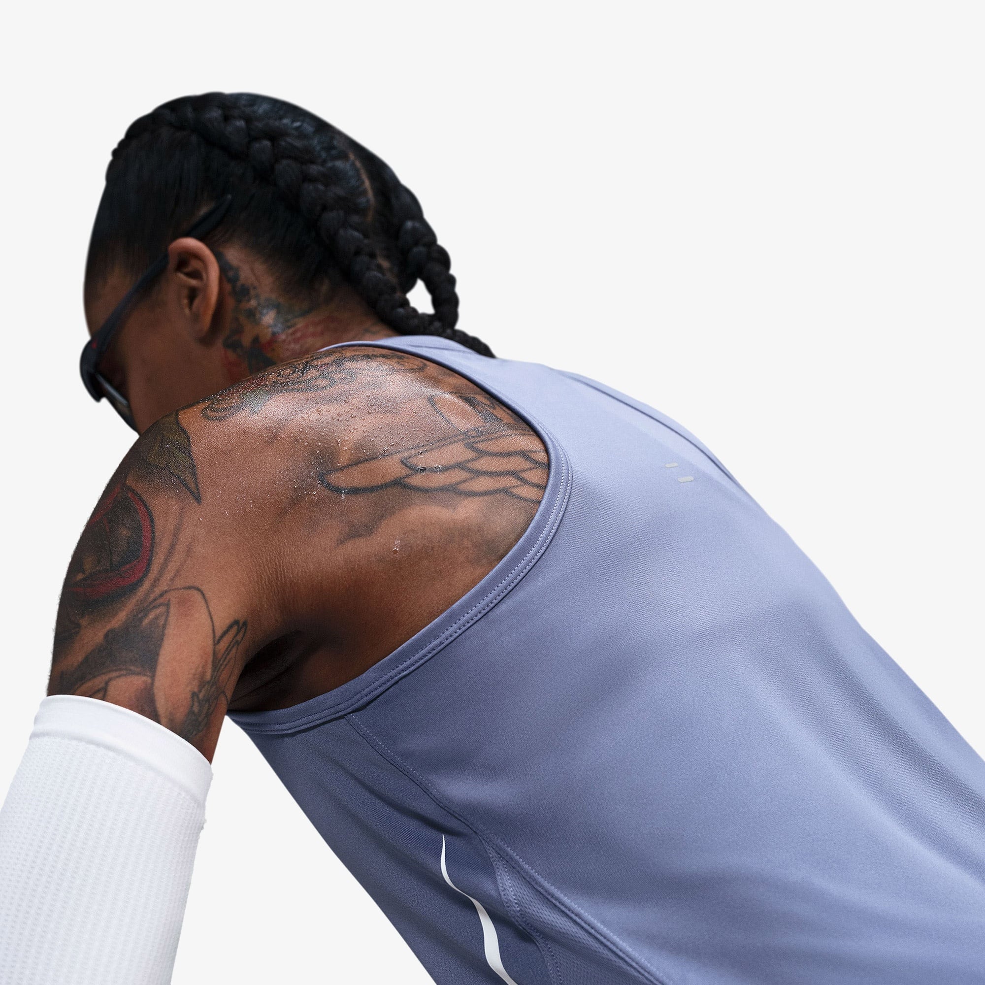 Nike Dri-Fit Tempo Swoosh Run Kadın Mavi Kolsuz T-Shirt