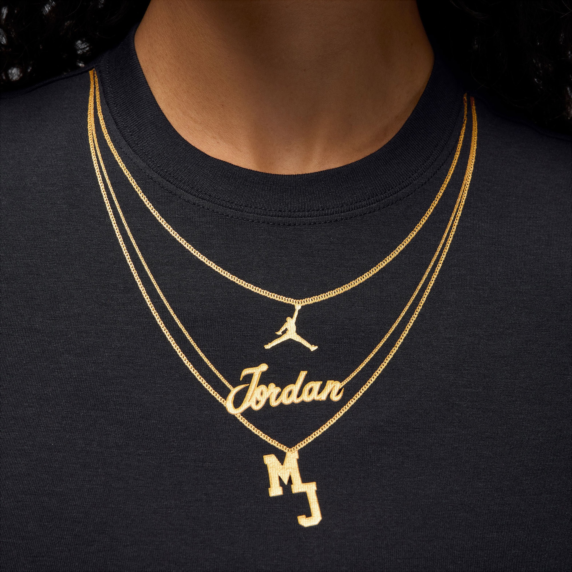 Jordan Necklace Graphic Kadın Siyah T-Shirt
