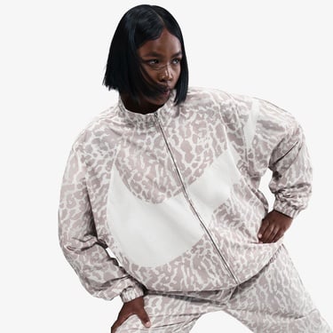  Nike Sportswear Woven Printed Kadın Gri Ceket