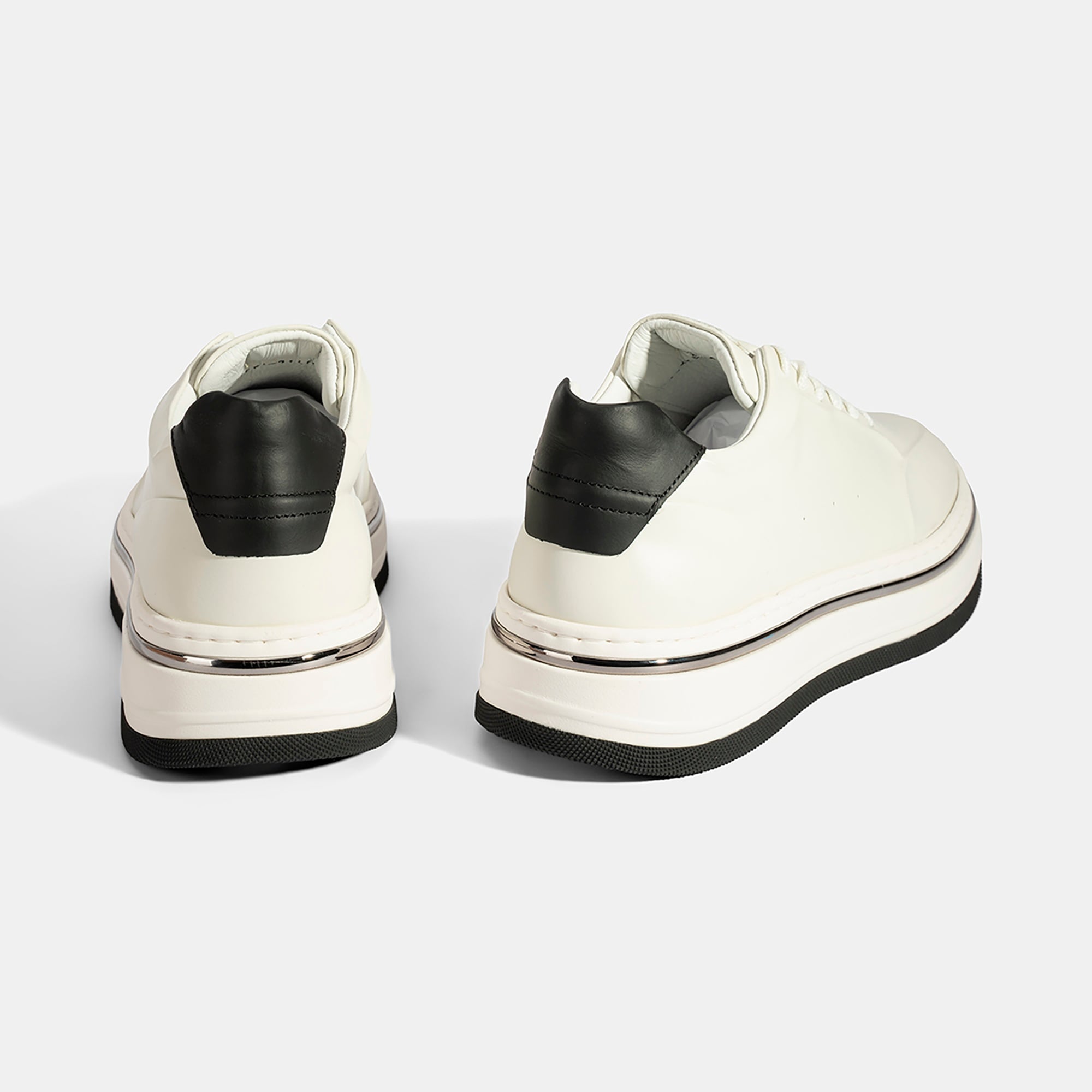 Erkek Beyaz Bağcıklı Deri Spor Ayakkabı