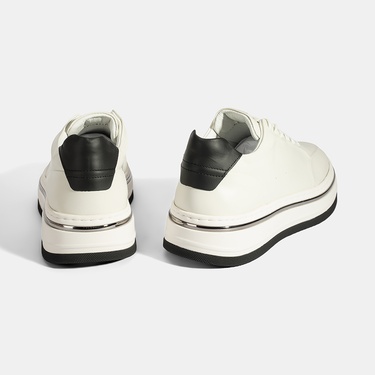  Erkek Beyaz Bağcıklı Deri Spor Ayakkabı