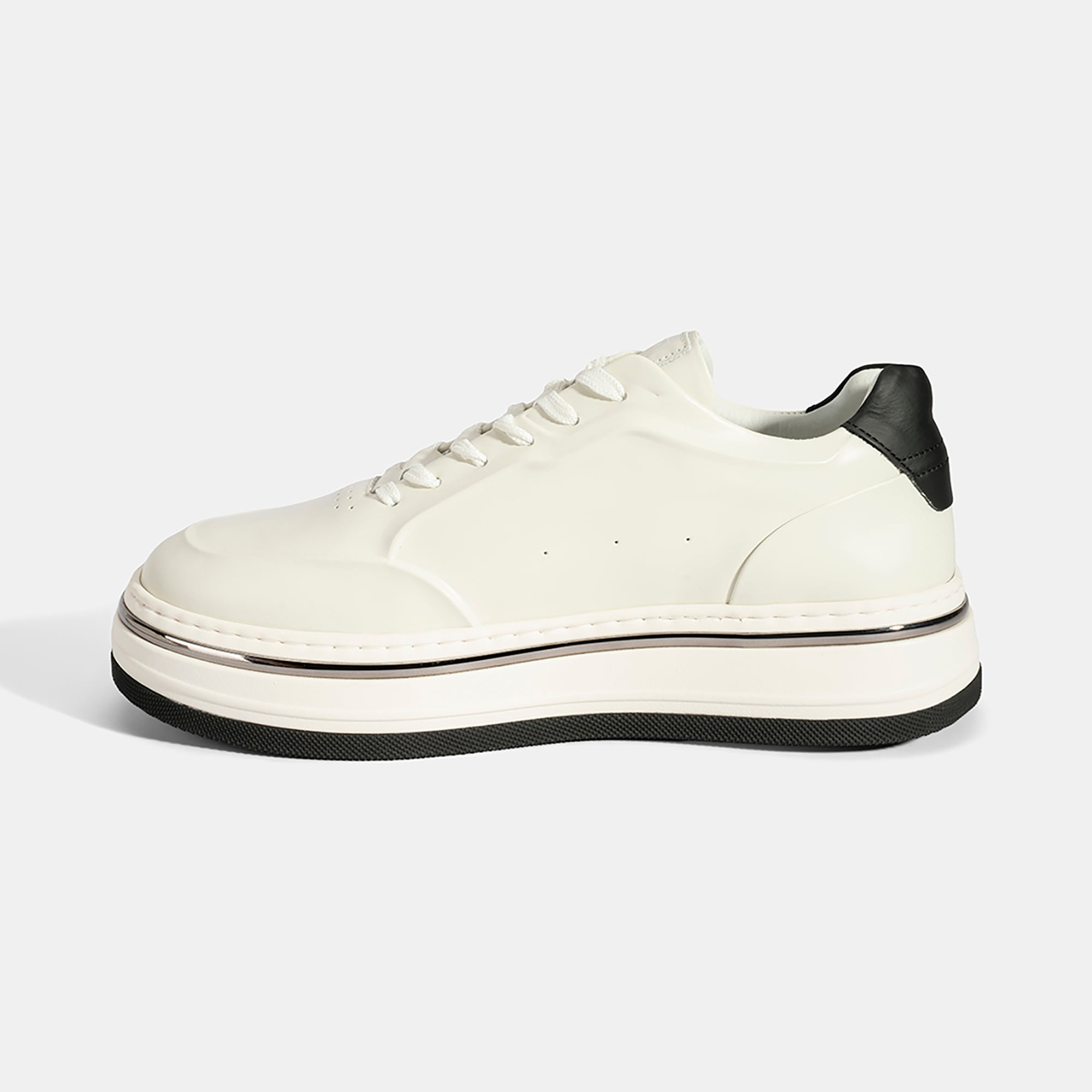 Erkek Beyaz Bağcıklı Deri Spor Ayakkabı